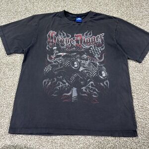 Vintage Grave Digger Faded Y2K Grunge Skull Tee Large Distressed